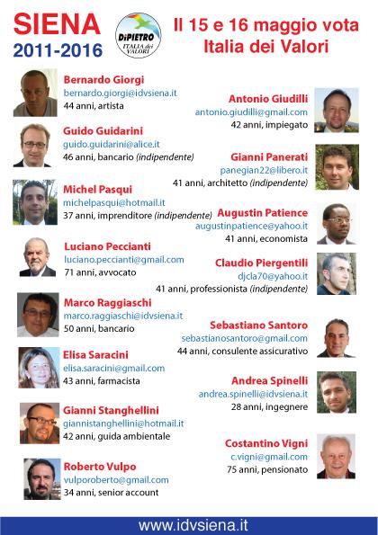 IDV presenta i candidati al Consiglio Comunale di Siena