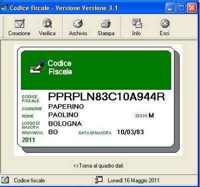 Software gratuito per il calcolo del Codice Fiscale