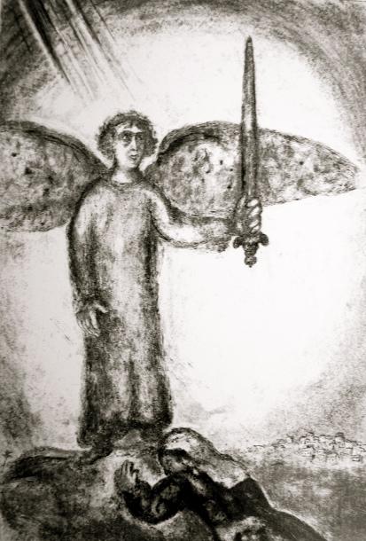 Chagall, Josué devant l'ange avec l'épée dans images sacrée
