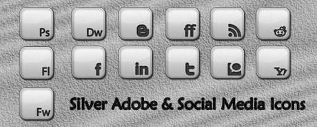 Pack icone Adobe e Social Media color argento