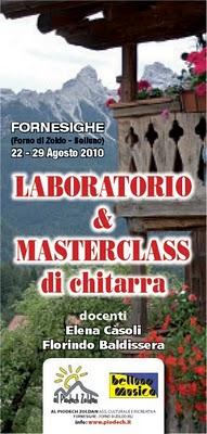 Laboratorio di chitarra Florindo Baldissera - Masterclass di chitarra Elena Càsoli Fornesighe di Forno di Zoldo (BL) 22-29 agosto 2010