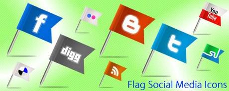 Set icone Social Media a forma di bandierina