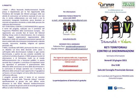 Seminario sulle diverse forme di discriminazione Genova