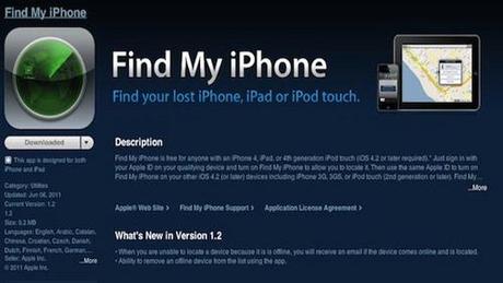 Aggiornata l’applicazione “Find My iPhone” con la modalità offline