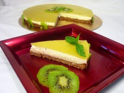 Annuncio e ricetta torta fredda allo yogurt gusto kiwi