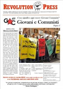 N°1 di Revolution Press, giornale dei Giovani Comunisti di Asti!
