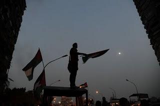 The man, the moon, the Palestinian flag