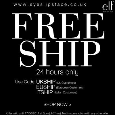 e.l.f. FREE SHIPPING COST 24 hours only! e.l.f. FREE SHIPPING COST 24 hours only!