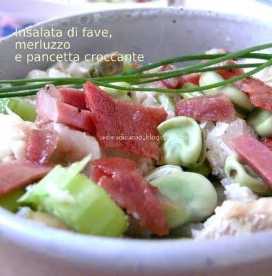 Insalata di Merluzzo, Fave e pancetta croccante Insalata di Merluzzo, Fave e pancetta croccante