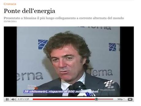 Ambiente: Ponte energia Sicilia-Calabria intervista a Flavio Cattaneo e al Ministro Stefania Prestigiacomo