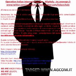 Anonymous attacca il sito dell’Agcom
