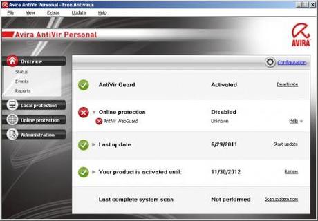 Avira AntiVir Personal 10 SP2: come risolvere il problema dell’icona che mostra l’ombrello chiuso