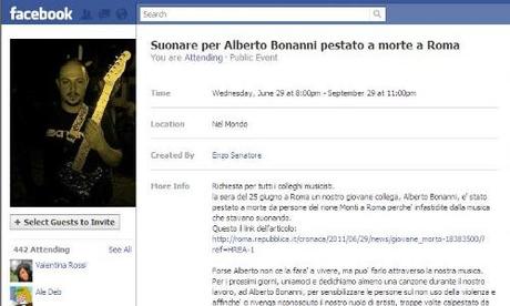 Facebook per Alberto Bonanni, il musicista pestato a Roma