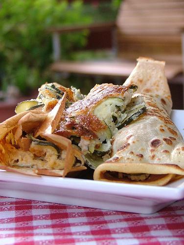 Crepes with zucchini & cheese