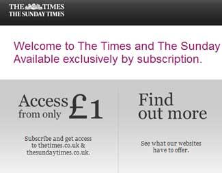 Informazione: da oggi il Times on line è a pagamento
