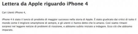 Lettera di Apple sui problemi di ricezione di iPhone 4
