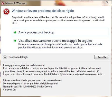 Backup su Windows 7 e cifre decimali