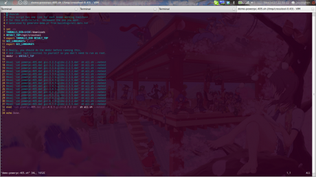 Crosstool 03 - Modifica sh Uno screenshot del mio PC mentre modifico demo-powerpc-405.sh