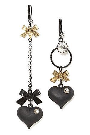 Betsey Johnson Mismatched Heart Earrings