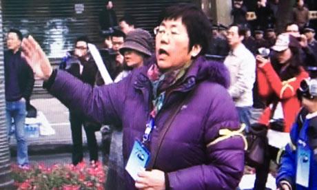 Wang Lihong at a protest