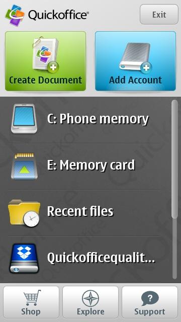 Quickoffice Pro per Symbian ^3 im
