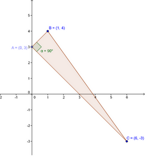 Problema svolto: determinare le equazioni dei lati di un triangolo e dimostrare che è rettangolo