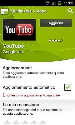 Youtube 2.2.14 : L’app per smartphone e tablet Android si aggiorna