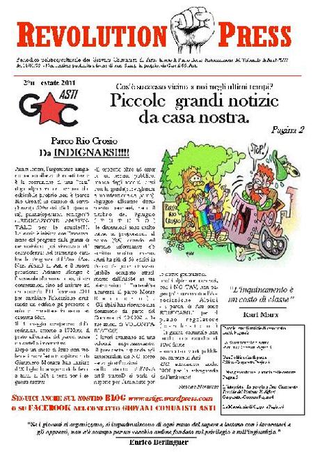 N°2 di Revolution Press, giornale dei Giovani Comunisti di Asti!