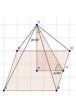 Problema svolto su area della superficie totale e volume di una piramide retta con base quadrangolare