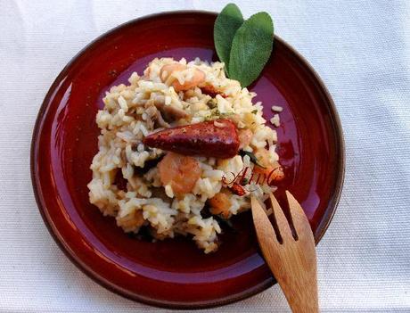 risogf5 Riso thai con gamberetti, funghi misti e zucca