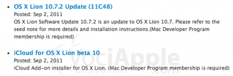 Apple rilascia nuova build OS X 10.7.2 Lion e iCloud beta 10 per sviluppatori