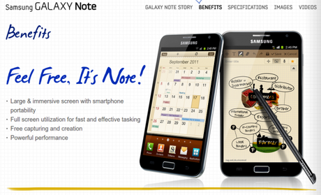 Samsung dedica un sito al nuovo super smartphone Android Galaxy Note