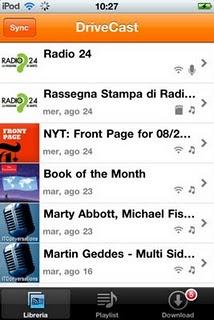 Podcast e programmi radio preferiti con l'app DriveCast.