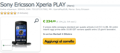 Schermata 2011 09 21 a 13.27.47 530x234 Offerta Sony Ericsson Xperia Play, a 235€ su Expansys