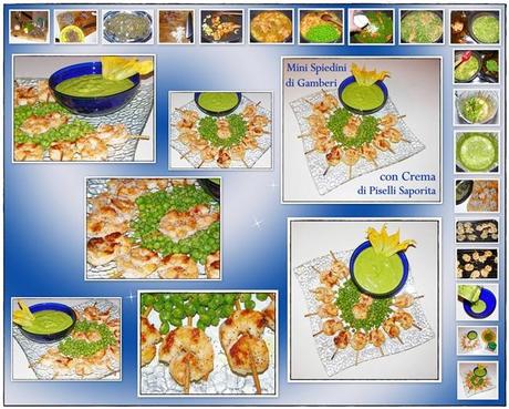 MINI SPIEDINI DI GAMBERI CON CREMA DI PISELLI SAPORITA MINI SPIEDINI DI GAMBERI CON CREMA DI PISELLI SAPORITA