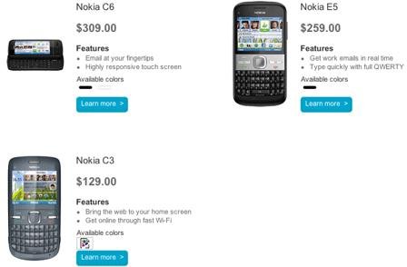 Nokia C6-E5-C3 comparsi sullo Store USA k