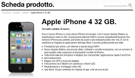 iPhone 4 (32GB) disponibile con 3 Italia: offerte ricaricabile ed abbonamento