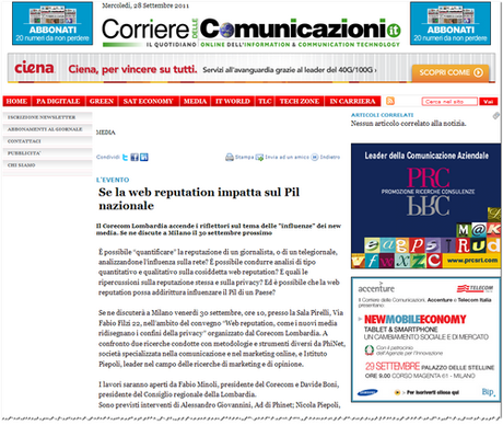 Reputazione Web: Il Corecom Lombardia accende i riflettori sul tema delle “influenze” dei new media.