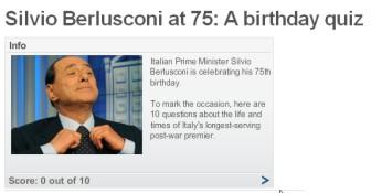 Il compleanno di Berlusconi e il quiz in 10 domande della BBC