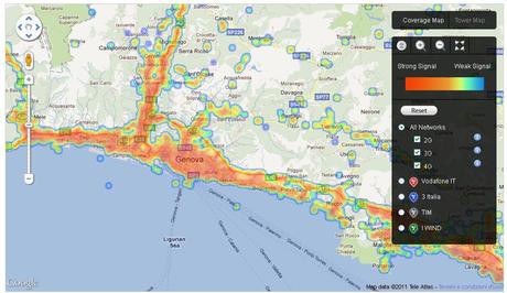 Mappa Mondiale celle copertura segnale / campo rete GSM 2G/3G Vodafone, 3 Italia, Wind, Tim