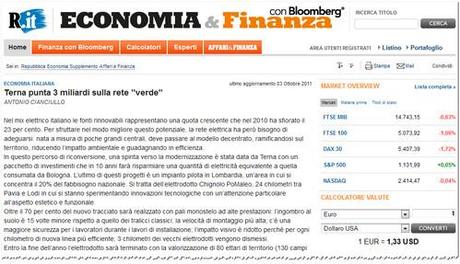 Repubblica: «Terna ha fatto risparmiare al sistema elettrico italiano circa 3 miliardi nel periodo 20052010…», ha calcolato l’AD , Flavio Cattaneo.