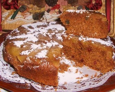 Torta di farina di castagne & mele, rovesciata