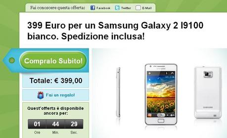 399 Euro per un Samsung Galaxy S2 I9100 bianco. Spedizione inclusa!