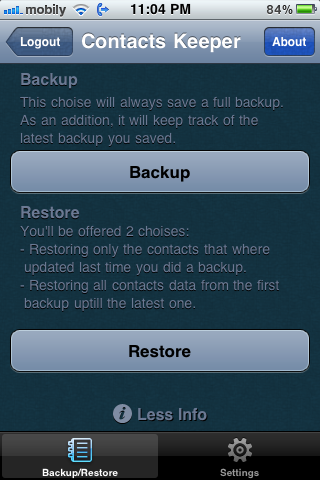 mzl.lnbpoaoa Applicazione per il backup della rubrica e contatti su IPhone tramite dropBox