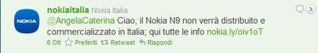 nokiaitalia Il Nokia N9 in pre-ordine anche in Italia?