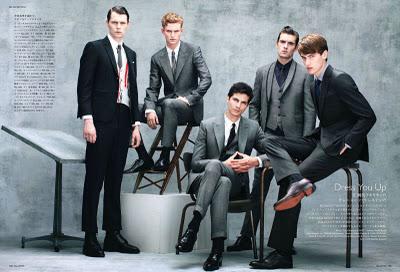 Alexander Johansson, Adrian Wlodarski, Javier de Miguel, Perre e Robin Barnet in Dolce & Gabbana su  GQ Japan