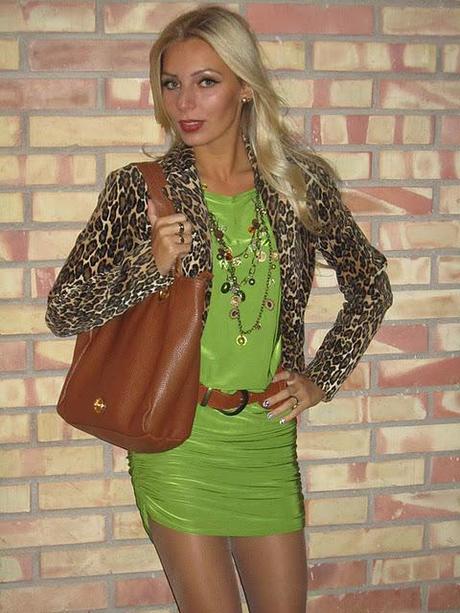 Atos Lombardini leopard jacket and lime green