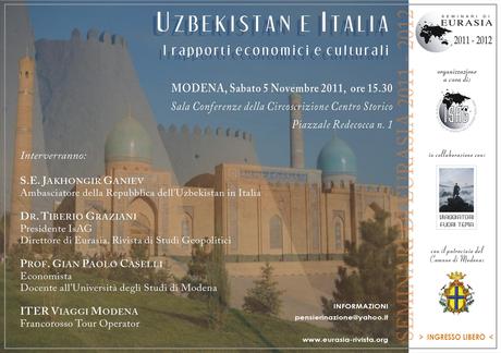 “Uzbekistan e Italia”: il 5 novembre a Modena