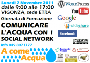 Giornata di Formazione: comunicare l’acqua con i Social Network, 7 novembre 2011 in ETRA SpA a Vigonza (Pd)