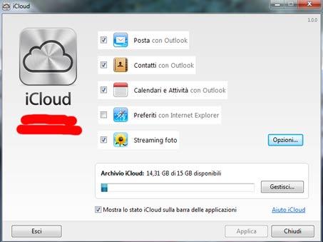 iCloud non dimenticate il pannello di controllo!